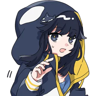 😕 アニメガール, シャチ, パーカー, マンガ, かわいい, ステッカー telegram sticker