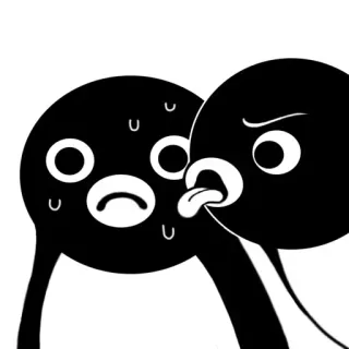 👅 Dessin animé, Pingouin, Noir et blanc, Drôle, Mignon, En colère, Langue, Autocollant telegram sticker