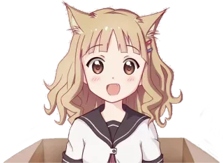 😺 Anime, Garota gato, Kawaii, Fofo, Caixa, Personagem de anime, Garota, Desenho animado telegram sticker