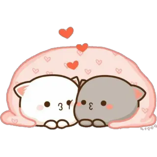🛏 mignon, chat, Peach et Goma, amour, kawaii, adorable whatsapp sticker