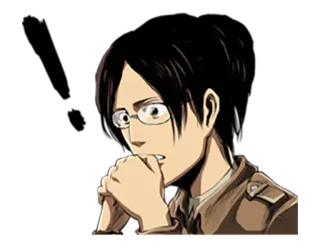 ❗ Hange Zoe Attack on Titan Anime, Ataque dos Titãs, Hange Zoe, Personagem, Óculos, Preocupado telegram sticker