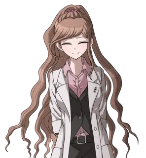 🌟 アニメ, 女性, 白衣, キャラクター, 笑顔, ロングヘア whatsapp sticker