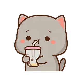 ⭐ gato, animal, fofo, kawaii, bebida, boba, bubble tea telegram sticker