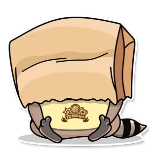 😩 ПРЯНИЧКО 너구리, 가방, 만화, 동물, 스티커, 진저브레드 telegram sticker