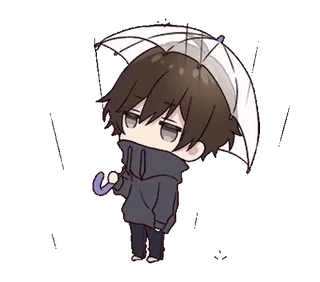 ⭐️ アニメ, マンガ, キャラクター, 傘, 悲しい, 雨, かわいい whatsapp sticker