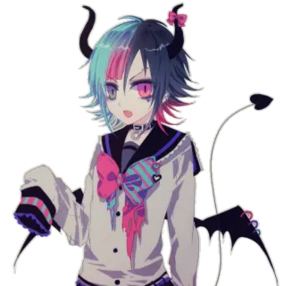 😏 Anime, Iblis, Setan, Lucu, Seragam sekolah, Manga, Tanduk, Sayap telegram sticker