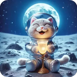 👧 кот, астронавт, луна, космос, милый, домашнее животное, животное, научная фантастика telegram sticker