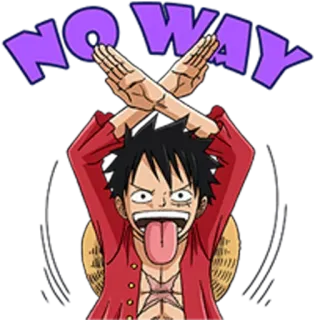 😛 Monkey D. Luffy One Piece NO WAY luffy, one piece, anime, de jeito nenhum, braços cruzados, protesto, língua telegram sticker