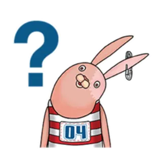 ❓ Мультфильм, Животное, Кролик, Вопросительный знак, Неуверенный, Смущенный telegram sticker