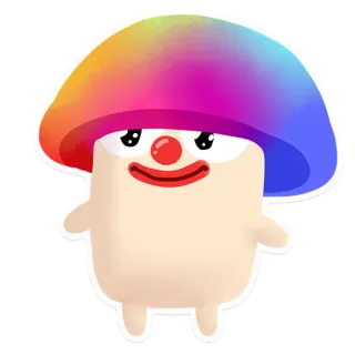 🤡 nấm, chú hề, cầu vồng, hoạt hình, nhãn dán telegram sticker