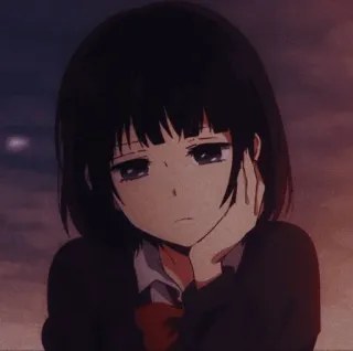 ➖ anime, sad, girl, melancholy, cartoon, portrait telegram sticker