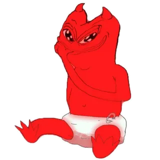 👶 cartoon, devil, baby, diaper, red whatsapp sticker