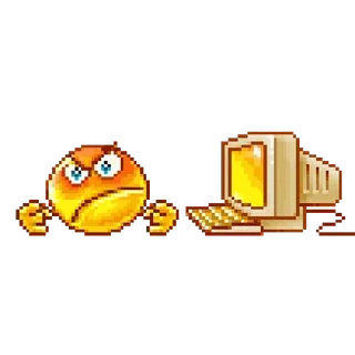 🤬 怒り, コンピューター, ピクセルアート, レトロ, デスクトップ telegram sticker