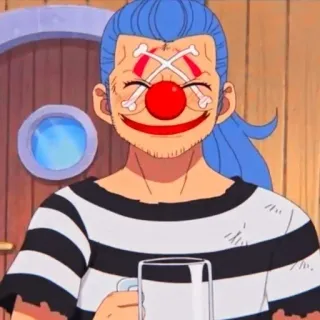 🤡 Buggy One Piece アニメ, ワンピース, バギー, 道化師, 海賊, 漫画, キャラクター telegram sticker