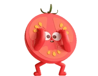 😳 tomate, asustado, dibujos animados, fruta, comida, gracioso whatsapp sticker