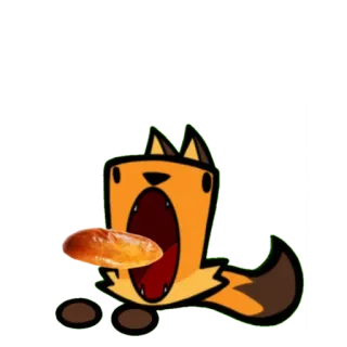 🥐 cáo, bánh mì, hoạt hình, động vật, thức ăn whatsapp sticker