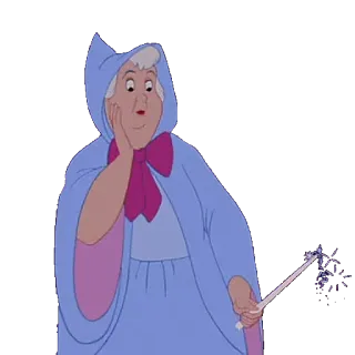 😓 Fairy Godmother Cinderella peri, ibu baptis, sihir, tongkat, kartun, disney whatsapp sticker