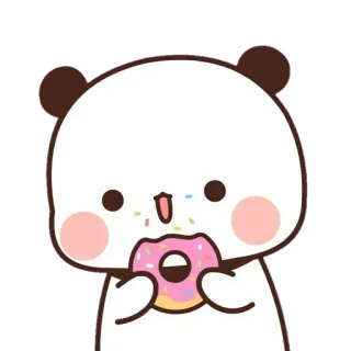 🐼 panda, donut, mignon, kawaii, sucré, dessin animé, animal, nourriture whatsapp sticker