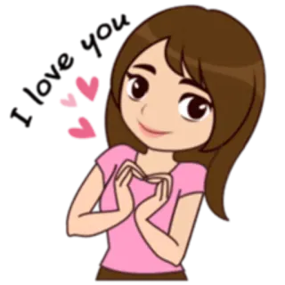 ❤ Dessin animé, Femme, Coeurs, Amour, Fille, Amical telegram sticker