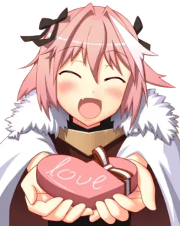 ❤ Astolfo Fate/Apocrypha love anime, dibujos animados, lindo, personaje, corazón, amor, día de San Valentín, San Valentín telegram sticker