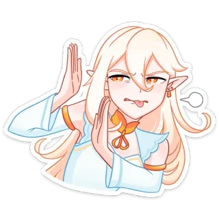 🤪 Anime, Elf, Mädchen, Ausdruck, Ekel, Sticker whatsapp sticker