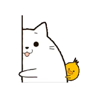 😛 cat, chicken, cute, animal, cartoon, peeking telegram sticker