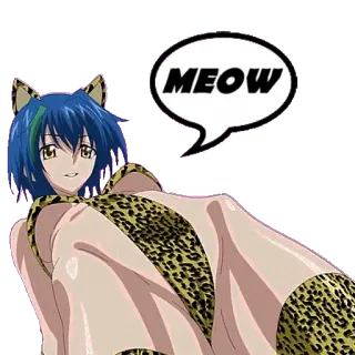 🐯 MEOW catgirl, anime, leopard print, meow telegram sticker