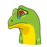 😢 thằn lằn, khóc, buồn, xanh lá cây, hoạt hình, động vật, bò sát telegram sticker