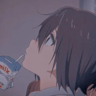 😗 milk Anime, Leite, Desenho animado, Bebendo telegram sticker