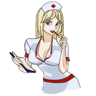 😍 медсестра, женщина, блондинка, форма, медицинский telegram sticker