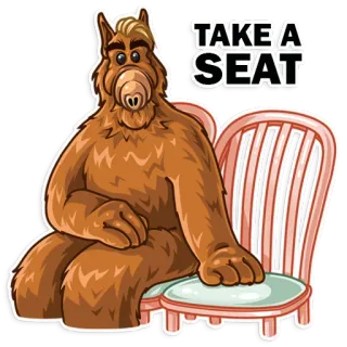 😐 ALF TAKE A SEAT ALF, Série de TV, Alien, Sente-se, Cadeira telegram sticker