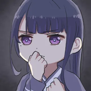 💠 สาวอนิเมะ, น่ารัก, จิบิ, ผมสีม่วง, ทำปากจู๋ telegram sticker