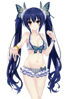 🤝 Fille anime, Bikini, Papillon, Cheveux bleus, Mignon, Personnage anime telegram sticker