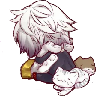 ☹️ Аниме, Кошки, Милые, Наклейка, Цифровое искусство whatsapp sticker