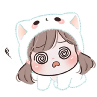😵 Anime, Cartone animato, Ragazza, Kawaii, Carino, Chibi, Stordito, Confuso whatsapp sticker