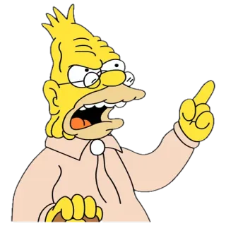 😡 Grandpa Simpson The Simpsons Grandpa Simpson, The Simpsons, cartoon, angry, argument, finger pointing telegram sticker