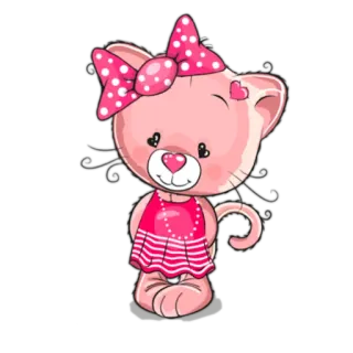 💄 gatto, gattino, rosa, fiocco, carino, cartone animato whatsapp sticker