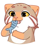 🐟 猫, 魚, 動物, 漫画, かわいい, ステッカー telegram sticker