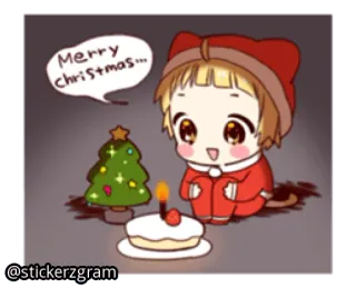 🎅 Merry christmas... Natal, Chibi, Árvore, Bolo, Feriado whatsapp sticker