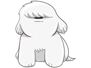 😕 hond, cartoon, wit, dier, schattig, fluffy telegram sticker