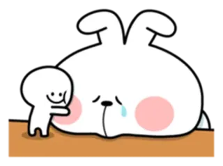 ♥️ cartoon, bunny, rabbit, sad, crying, cute, hugging telegram sticker