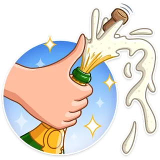 👍 festa, alcol, champagne, party, bevanda, bottiglia telegram sticker