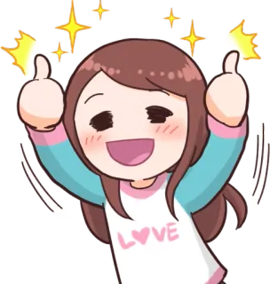 👍 LOVE Anime, Joinha, Brilho, Bonito, Garota, Positivo, Amor, Feliz telegram sticker