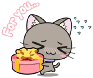 🎁 For you... cat, gift, cute, present, animated, love, expression whatsapp sticker