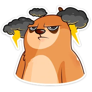 ⛈ beruang, badai, awan, petir, pemarah, binatang telegram sticker