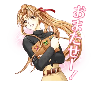 🙋 おまたせー anime, girl, gift, japanese, female telegram sticker