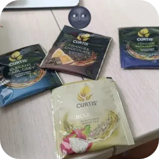 ☕ CURTIS ELEGANT EARL GREY FLAVOURED BLACK TEA, CURTIS ORANGE & CHOCOLATE FLAVOURED BLACK TEA, CURTIS TENDER MOMENTS FLAVOURED BLACK TEA, CURTIS BOUNTY FLAVOURED WHITE TEA telegram sticker