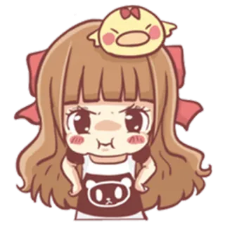 😒 애니메이션, 소녀, 귀여운, 화난, 만화, 스티커 telegram sticker