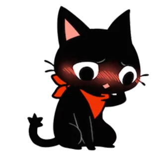 ☺️ chat, chat noir, bandana rouge, chat dessin animé, mignon, animal telegram sticker