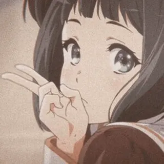 🖤 Anime, Dziewczyna, Znak pokoju, Słodkie, Sztuka, Kreskówka telegram sticker